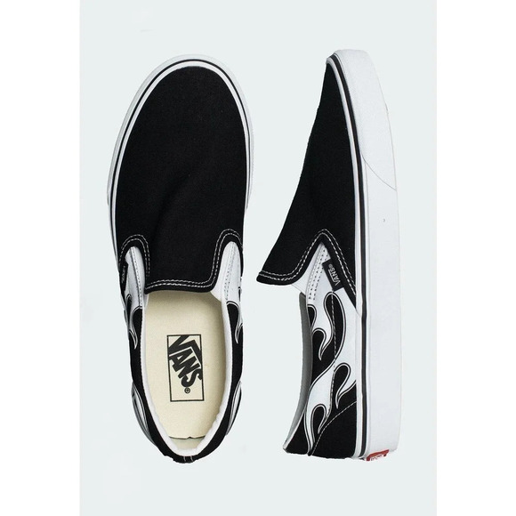 VANS Classic Slip-On Reflective Flame Black unisex Canvas Sneakers Men4/Women5.5 - Picture 1 of 9